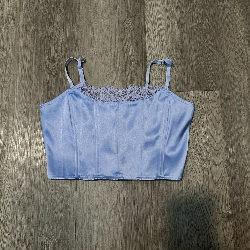 Forever 21 Lavender Lace Trim Crop Top